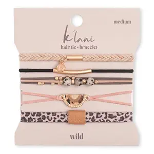 K'lani Wild Bracelets for Women – Elastic Bracelets and Boho Hair Ties – Cute Hair Ties for Women and Hair Tie Accessories – Stylish Bracelets Boho Style for Hair and Wrist – Set of 5 (Large)