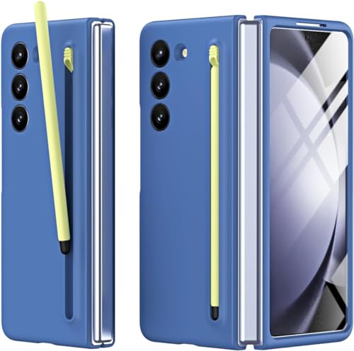 Image of TechTrendz PC Ultra Slim Premium Case For Samsung Galaxy Z Fold 7 Case With Built In Screen Protector With Compact S Pen Holder & Storage Slot,Protective Phone Case For Z Fold 7 Back Cover-Blue