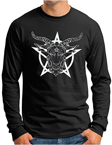 T-shirt manches longues chèvre Baphomet OM3 homme noir en coton du S au 4XL