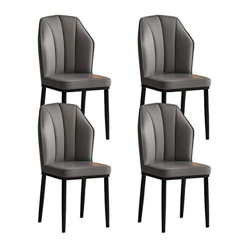 SJIALEN Modern Dining Chairs Set of 4, Kitchen Living Room Carbon Steel Legs Dining Chair Water Proof PU Leather Side Chair Kitchen Chair (Color : Dark Gray, Size : 45x43x88cm)