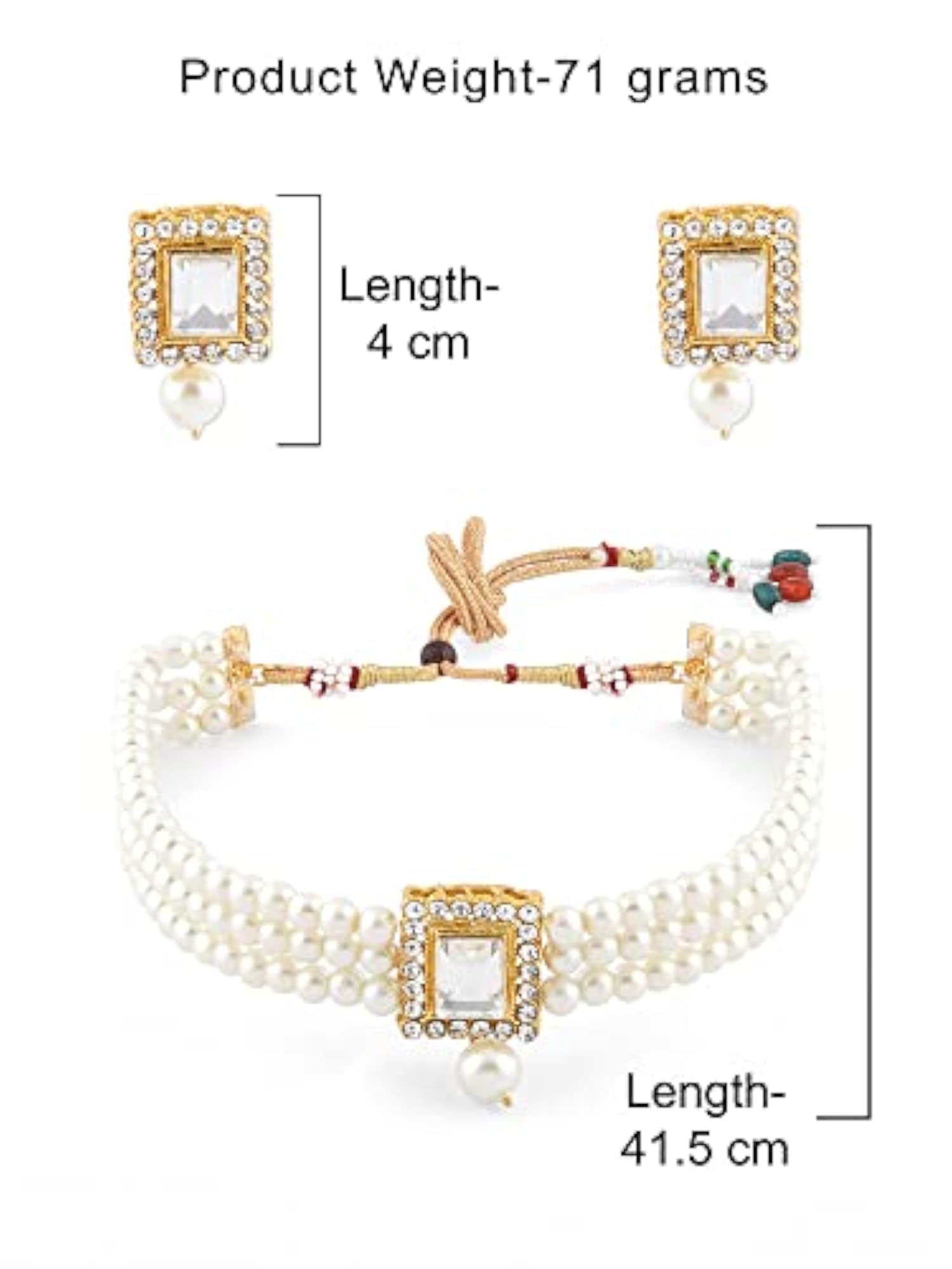 Tone Multistrand Choker Necklace Earring & Ring Set For Women