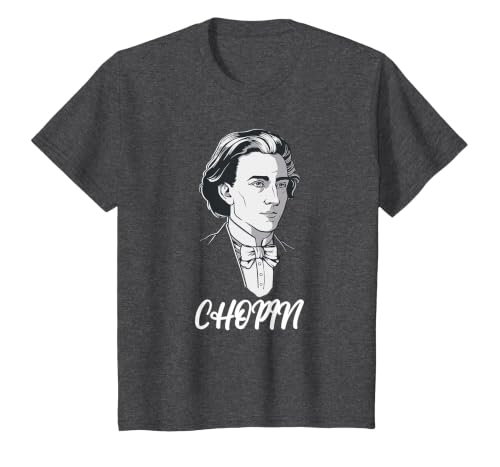 Great Frederic Chopin Motif - Composer Piano Classical T-Shirt, Youth, Dark Heather Grey, 2T