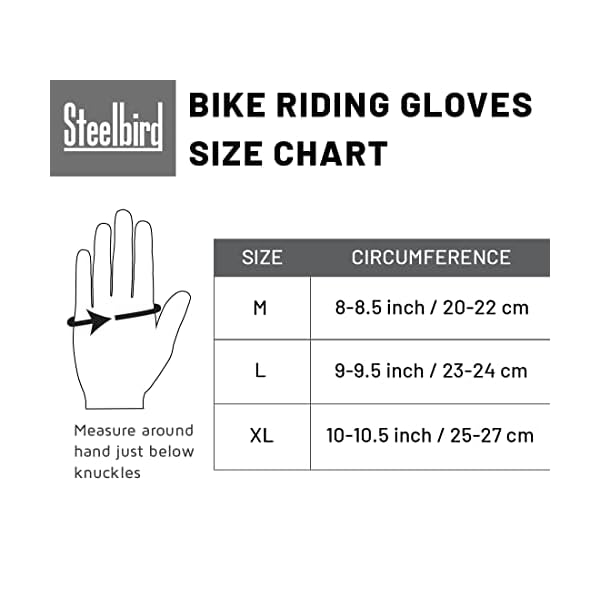 Steelbird Full Finger Bike Riding Gloves with Touch Screen Sensitivity at Thumb and Index Finger, Protective Off-Road Motorbike Racing (Large, Black Grey)(Polyester, Cycling)