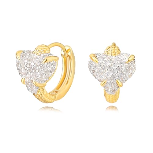 VACRONA Gold Huggie Hoop Earrings for Women 14K Gold Plated 925 Sterling Silver Posts Cubic Zirconia Lightweight Star Heart Trendy Hypoallergenic Jewelry -  VA-EG1-24226-2
