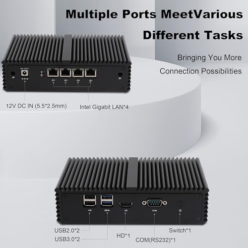Image of Mini PC Firewall K4210YL with Core i5-4210Y (4Gb Ddr3 Ram 128Gb SSD) Fanless PC, 4 Intel Gigabit LAN, 1*COM RS232, AES-NI, Used as a Router /Firewall /Proxy /Home Office Computer