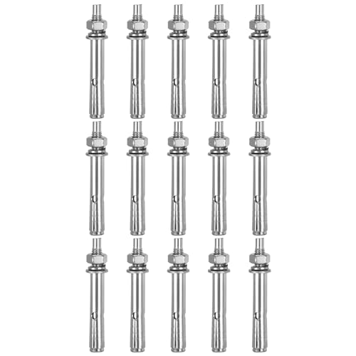 Image of DTGN M6 x 60 Expansion Bolts - 50Pack- Good for Concrete Dry Brick Block Walls - 304 Stainless Steel - Silver
