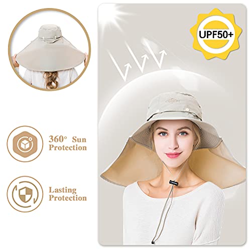 Image of Palmyth Head Net Hat, Sun Hat Safari Hat | UPF 50+, Removable Neck Flap, Water-Repellent, Wide Brim, Adjustable Chin Strap for Fishing and Gardening