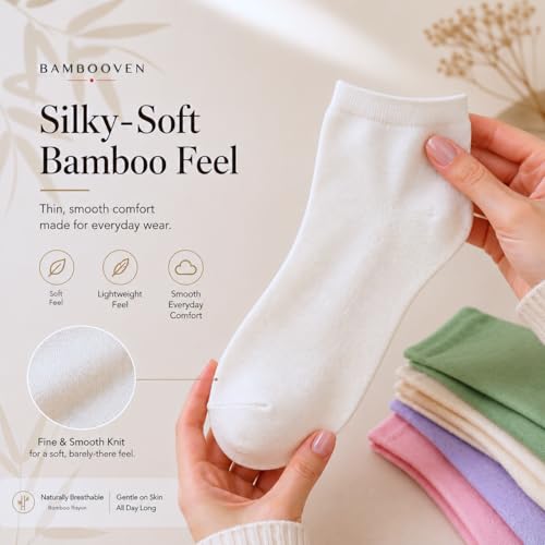 Image of BAMBOOVEN Ankle Socks for Women Thin Bamboo Rayon Low Cut Socks 3 /6 /8 /12 P