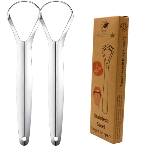 2 Pack Y Tongue Scraper Stainless Steel Tongue Cleaners Reduce Bad Breath 100% Metal Tough Scrapers Men and Women Hygiene Product by GreenMingle 2 Pack Y Tongue Scraper Stainless Steel Tongue Cleaners Reduce Bad Breath 100% Metal Tough Scrapers Men and Women Hygiene Product by GreenMingle
