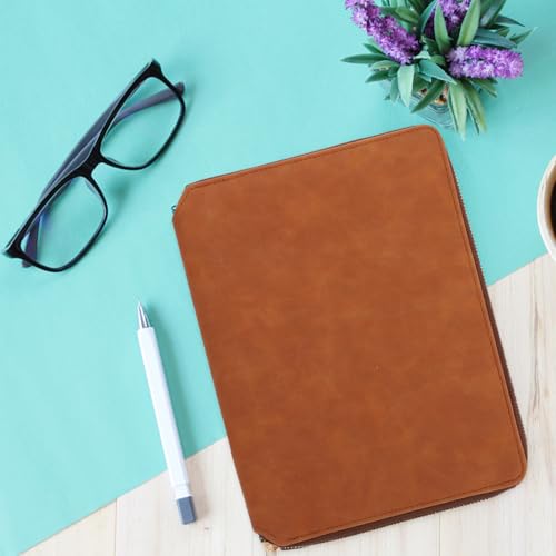 Cahier organiseur A5 fermeture éclair CALLARON simili cuir marron - 4