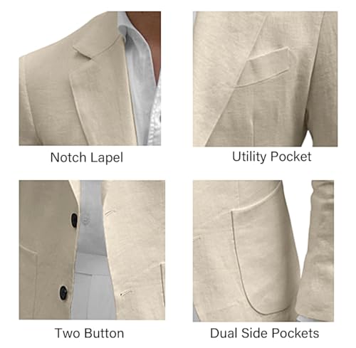 Wangyue Mens Casual Linen Blazer Lightweight Linen Jacket Men Sport Coat 2 Button Slim Fit Suit Wedding Blazer for Men3