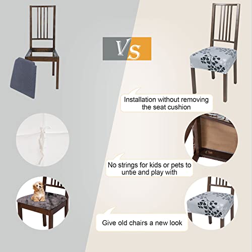 Nibesser Dining Chair Seat Covers Set Of 4,Stretch Soft Removable Washable Chairs Covers For Dining Room, Seat Cushion Slipcovers Protector For Kitchen Armless Chairs (No Rear,Grey Flower) #TOP2