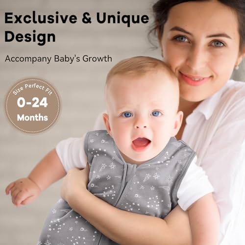 Image of Baby Sleep Sack 0-6 Months 3 Pack 100% Cotton Lightweight 0.5 TOG Wearable Blanket Baby Sleep Bag with 2-Way Zipper for Newborn Infant Green