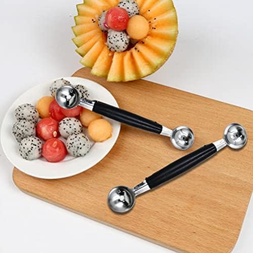 Miniatura 4 de 4 piezas de cuchara de bola de helado de fruta de doble extremo, bola de melón de acero inoxidable, bolas de melón redondas lisas para sandía,