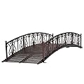 Metal Garden Bridge with Safety Siderails - Outdoor Decorative Iron Footbridge for Pond, Creek, Stream, Easy Assembly and Durable
