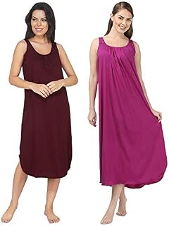 BLAZON Women's Cotton Hosiery Solid Maxi Nighty Slip (Pack of 2) Available Sizes: S, M, L, XL, 2XL, 3XL, 4XL, 5XL Price In India