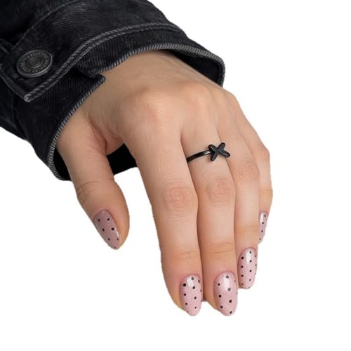 Image of Polka Dot Press on Nails Medium Almond Fake Nails with Shimmer Design Reusable Glossy Full Cover Nude Stick on Nail for Women Manicure 24Pcs