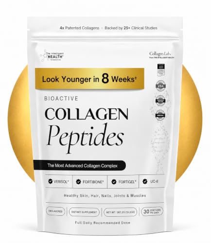 The Intelligent Health VERISOL FORTIBONE & FORTIGEL Patented Bioactive Collagen Peptides Powder Bone Support Functional Blend Grass Fed Bovine Hydrolyzed Collagen Unflavored 30 Servings