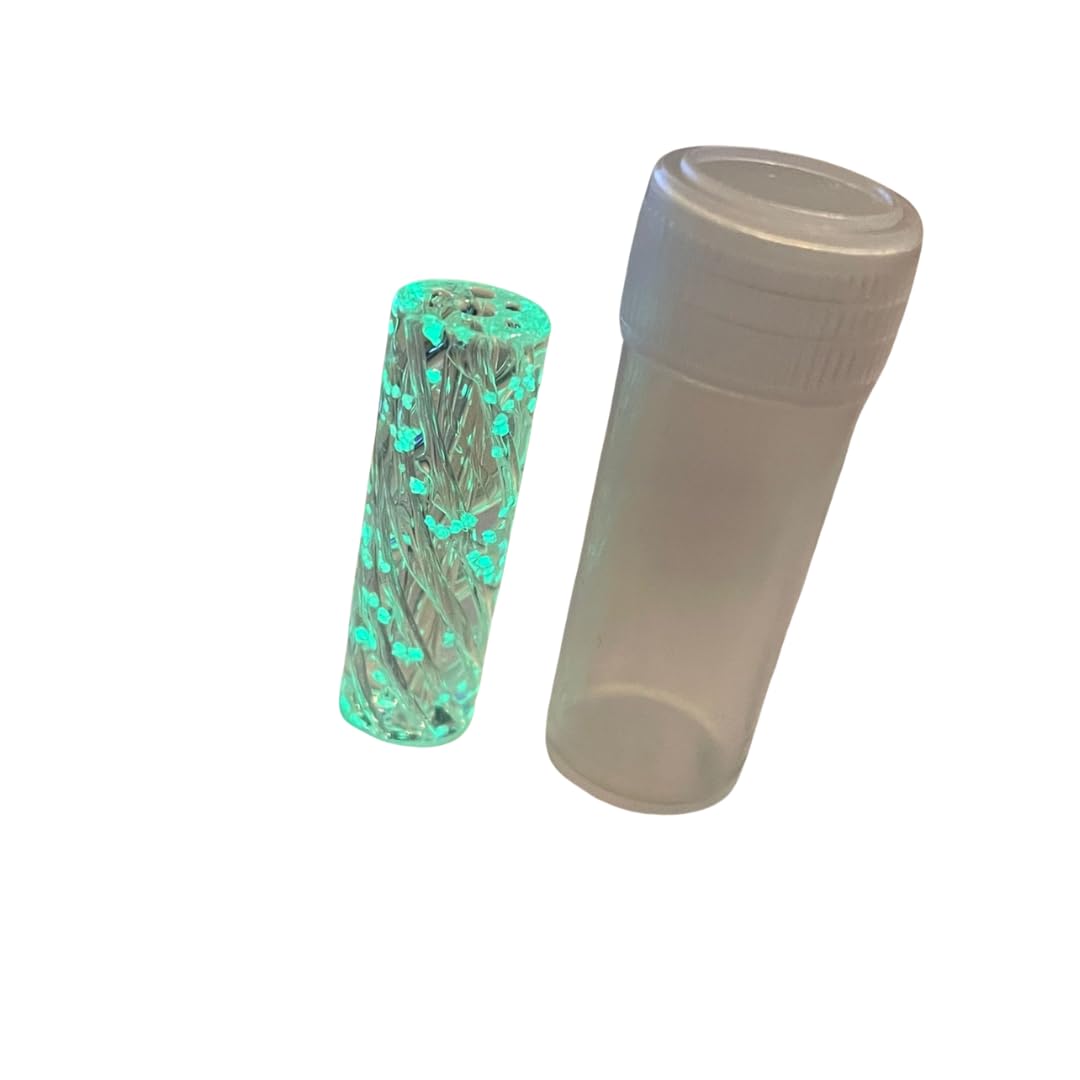 Punta de filtro de vidrio trenzado, vidrio transparente con partículas que brillan en la oscuridad, luminoso, 7 agujeros, diseño de 10 mm x 30 mm, fácil de limpiar