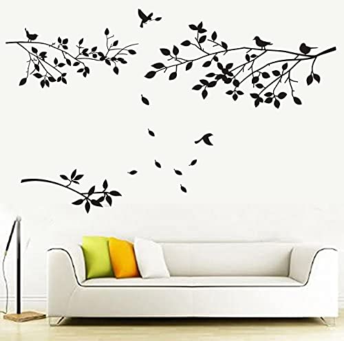 Family Tree Branches Wall Decal with Birds Removable Vinly Wall Stickers for Home Décor