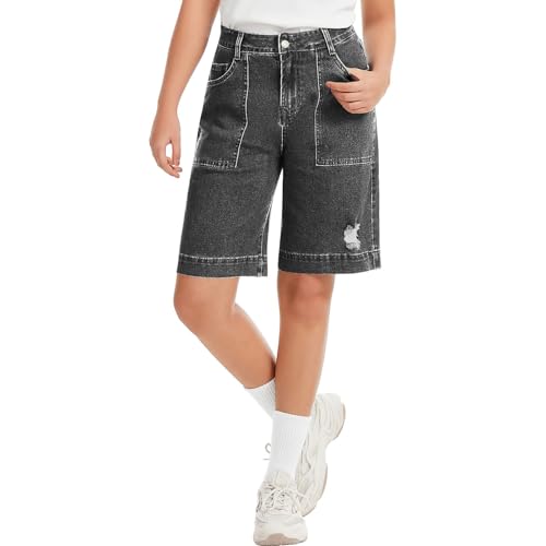 Jorts modernes taille haute femme short large genou anti-inconfort