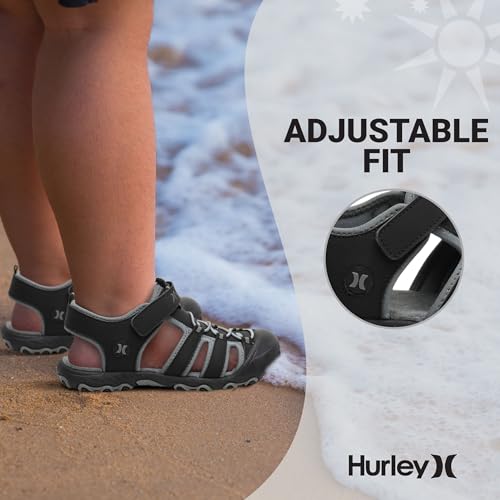 Hurley Kid's and Toddlers Water Sandals - Beach Sandals for Boys and Girls, Lightweight Durable Closed Toe with Adjustable Upper for Outdoors, Water Play and Pool Champ - Image 5