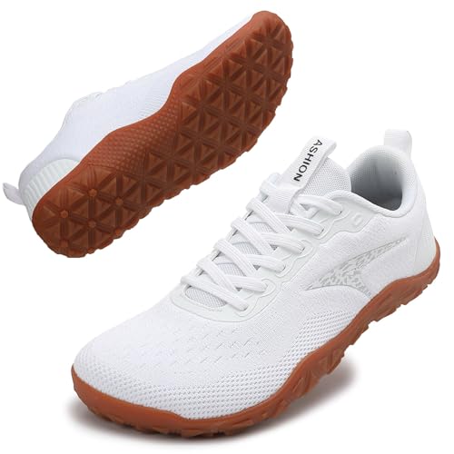 Zapatos Descalzos con Puntera Ancha Zapatos Minimalistas de Trail Running al Aire Libre Zapatillas de Fitness para Hombre, Blanco, 40 EU