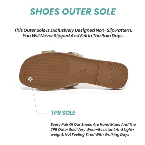 Image of NianEr Womens Microfiber Leather Memory Foam H Sandals Summer Shoes Slides | Flat, Comfortable, Slip On, Dressy, Dress, Beach, Vacation, Designer, Comfy, Casual, Bridal, Church, Boho, Office, Work
