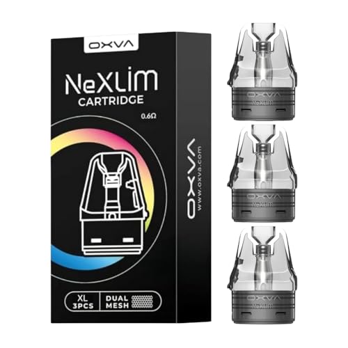 OXVA NEXLIM Replacement Pods - 3 Pack Large Top-Fill Pods Available in 0.6 0.8 1.2Ohm Compatible with OXVA NEXLIM KIT and NEXLIM GO KIT Haman Leak-Proof Design No Nicotine (0.6 Ohm)