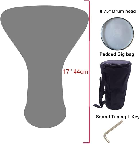 17" Percussion" Gawharet El Fan Pro Metal Darbuka Drum Doumbek (Copper + Powerbeat Black) #TOP4