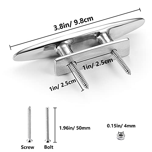Kahaciyo Boat Cleat Open Base Boat Cleat 4 Inch, Dock Cleat 316 Stainless Marine Grade Steel , Include Installation Accessories Screws (4 Pcs) #TOP1