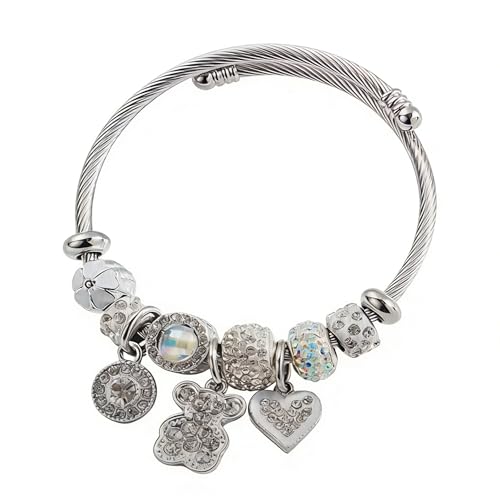 Image of YouLuo Cute Necklace Charm Bracelet Set,Personalized Jewelry Gift for Women | Cute Charm Bracelet, Adjustable Stainless Steel Bracelet, Anime Cartoon Accessories Bracelets for Women Gift and Friendship