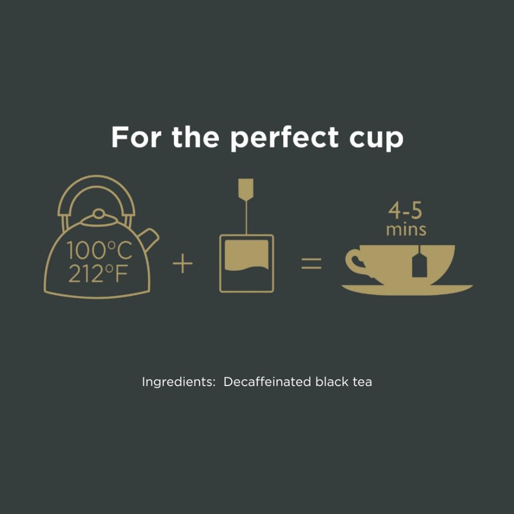 Taylors of Harrogate Decaffeinated Breakfast, Black Tea, Pillow Bags, 50 Count, (Pack of 1) Rich, Bright & Balanced, Decaffeinated, Enjoy Hot or Iced, 50 Teabags