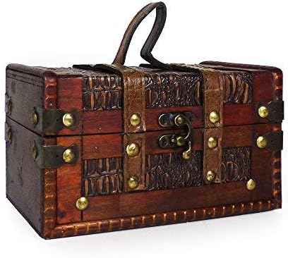 Luxury Vintage Style Wooden Jewellery or Storage Box, Dimensions 22 x 15 x 15 cm, - Gift ideas for Christmas, Birthday, Keepsakes, Trinkets, Memory Box