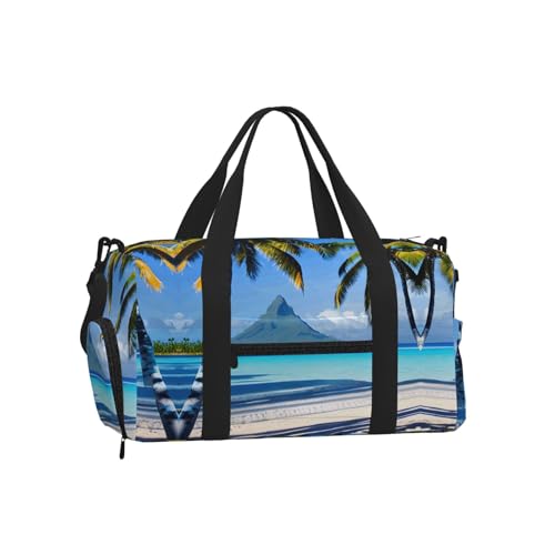Bolsa de equipaje deportiva con estampado tropical de playas de Tahití ideal para tus viajes