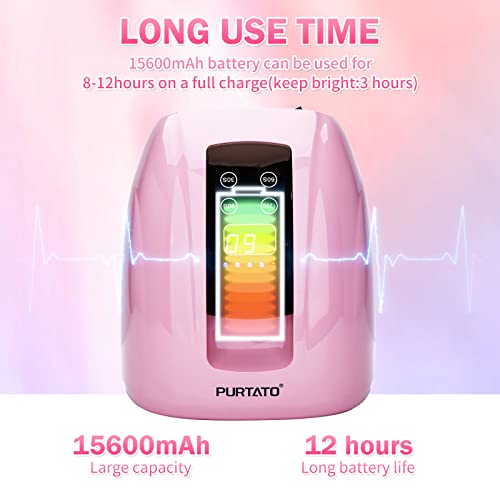 Purtato Professional Salon Rechargeable 90W Uv Led Cordless Nail Lamp,45 Lamp Beads Long Battery Life,Removable Stainless Steel Bottom, No Black Hands Nail Dryer (Pink) #TOP1