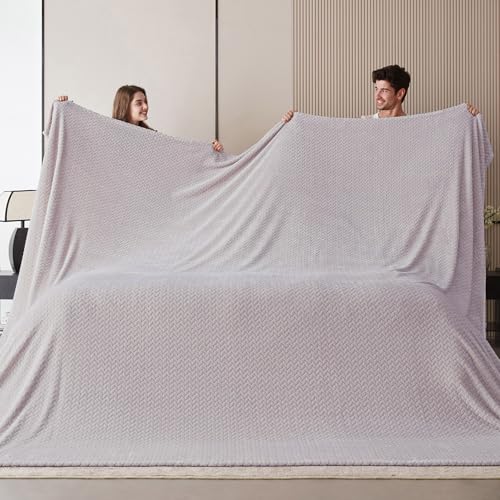 Oversized King Fleece Blanket 120x120 Inches, Seamless Soft Cozy 3D Jacquard Flannel Blanket 10'x10' Extra Large for Bed, Sofa, Couch, Travel & Camping, California King Throw, Taupe Leaf