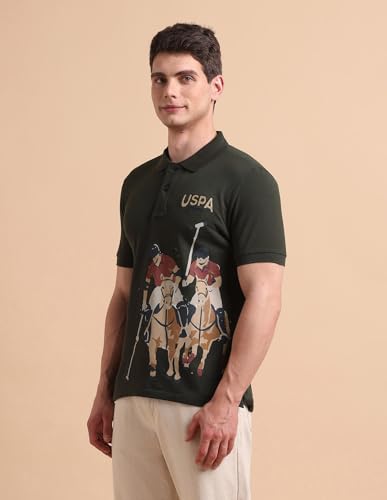 Image of U.S. Polo ASSN. Printed Polo T Shirts for Men - 100% Cotton, Half Sleeve Mens Tshirt