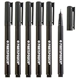 PARTSPOWER Fine Tip Permanent Pens, 6 Count Transparent Sticky Notes Writing Pens, 0.5mm Quick Dry Markers, Black Oil Based Marking Pens