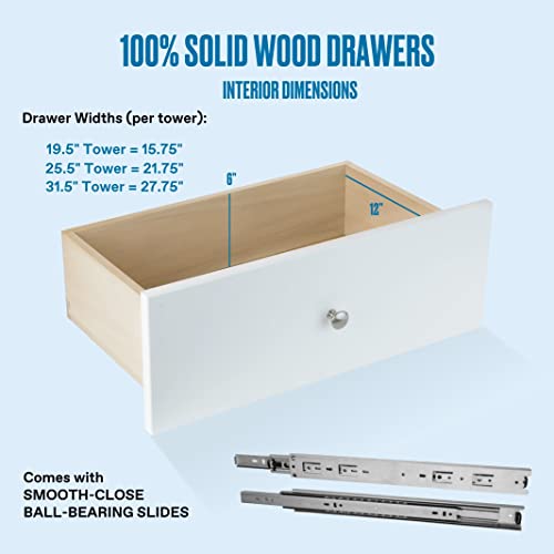 Short Closet Drawer Tower - Modular Closet System With Drawers (4) - Corner Closet System - Closet Organizers (White, 19.5 Inches Wide) Closet Organizers #TOP3