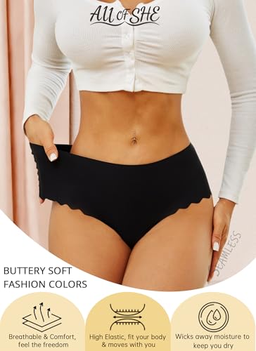 Thongs for Womens High Waisted Seamless Underwear for Women 6 Pack Wave Edge No Show Sexy Panties2