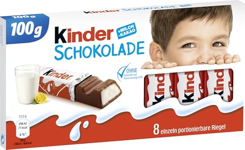 kinder Schokolade – Schokoriegel aus gefüllter Vollmilchschokolade – 1 Packung mit je 8 Einzelriegeln (8 x 12,5 g) 2