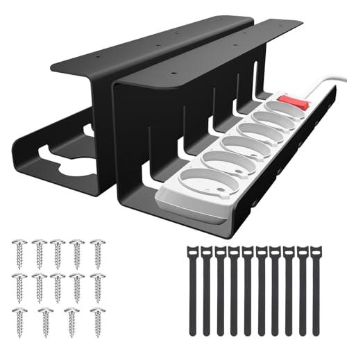 AiQInu Raccogli Cavi Scrivania Set Da 2, Sotto La Scrivania Cavo Di Gestione Nero, Canalina Passacavi - Porta Cavi Scrivania Per La Gestione E Nascondi Cavi Scrivania, Cable Management Per Ufficio