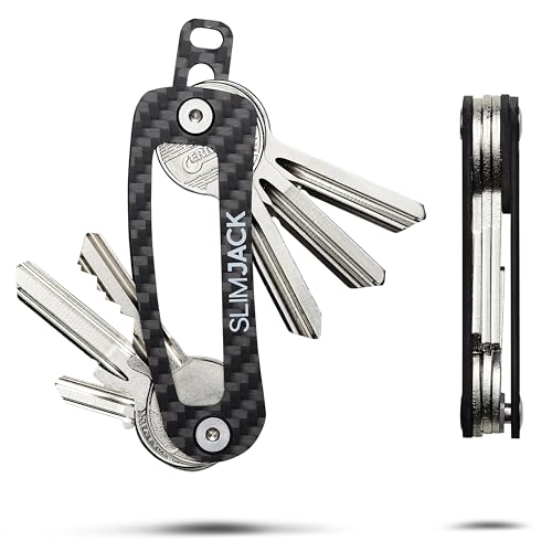 SLIMJACK Carbon Keyholder V2 – Schlüssel-Organizer - bis zu 14 Schlüssel - Organisation der Schlüssel -Schlüsselhalter - Schlüsselorganizer - Key Holder - Schlüsselbund - Schlüsselanhänger - Carbon