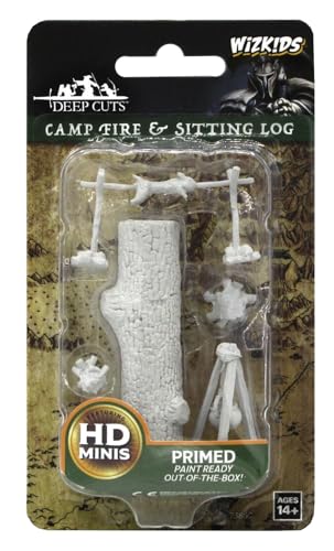 WizKids Deep Cuts Unpainted Miniatures Terrain: Wave 10: Camp Fire & Sitting Log