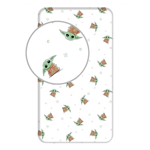 Jerry fabrics Star Wars Baby Yoda - Sábana bajera ajustable (90 x 200 cm)
