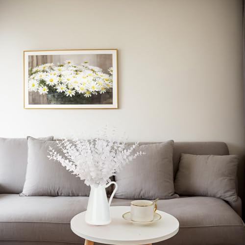 Branches d'eucalyptus de décoration maison et verdure artificielle blanche