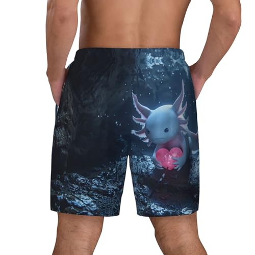 Heart Axolotl Funny Men's Swim Trunks Board Shorts Quick Dry-4