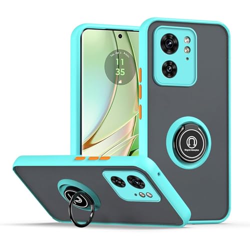 Cover per Motorola Edge 40 con anello Stand Case PC+TPU antiurto antigraffio telefono Custodia blu