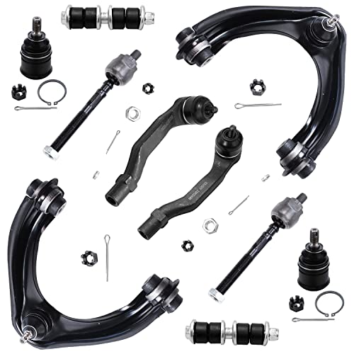Image of Detroit Axle - 10pc Front End Control Arms Kit for 1996-2000 Honda Civic, Upper Control Arms Tie Rods Sway Bars Lower Ball Joints 1997 1998 1999 Replacement